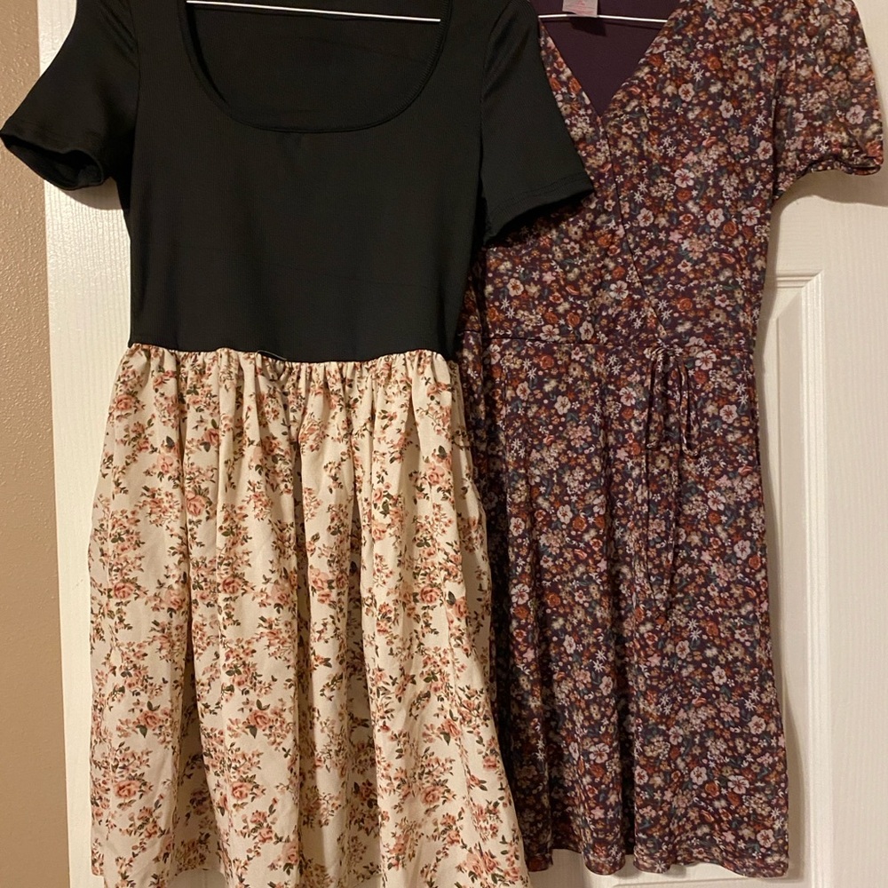 Junior girls Black and Floral Midi Dresses